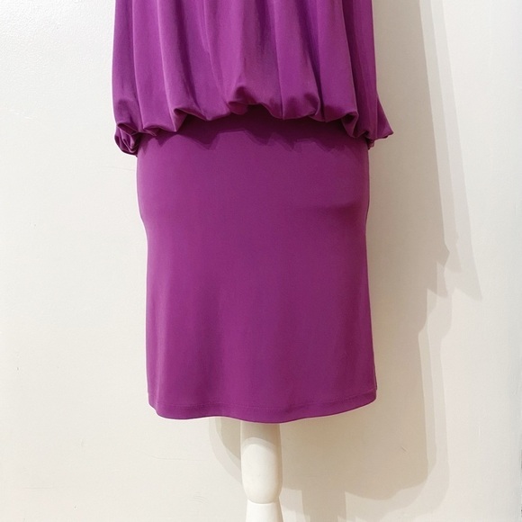 MARCIANO PURPLE SLEEVELESS DRAPE SHIFT MINI COCKTAIL DRESS - S - Picture 6 of 9